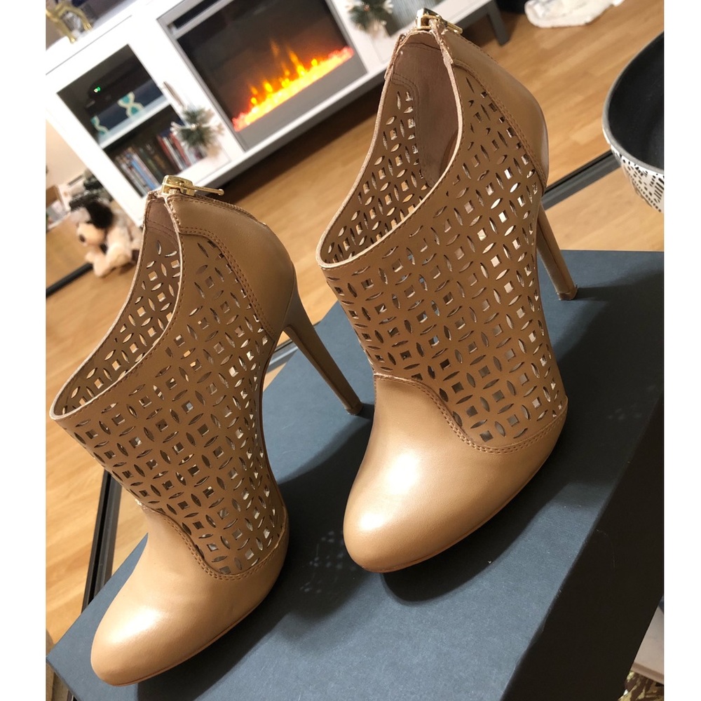 Tan leather booties